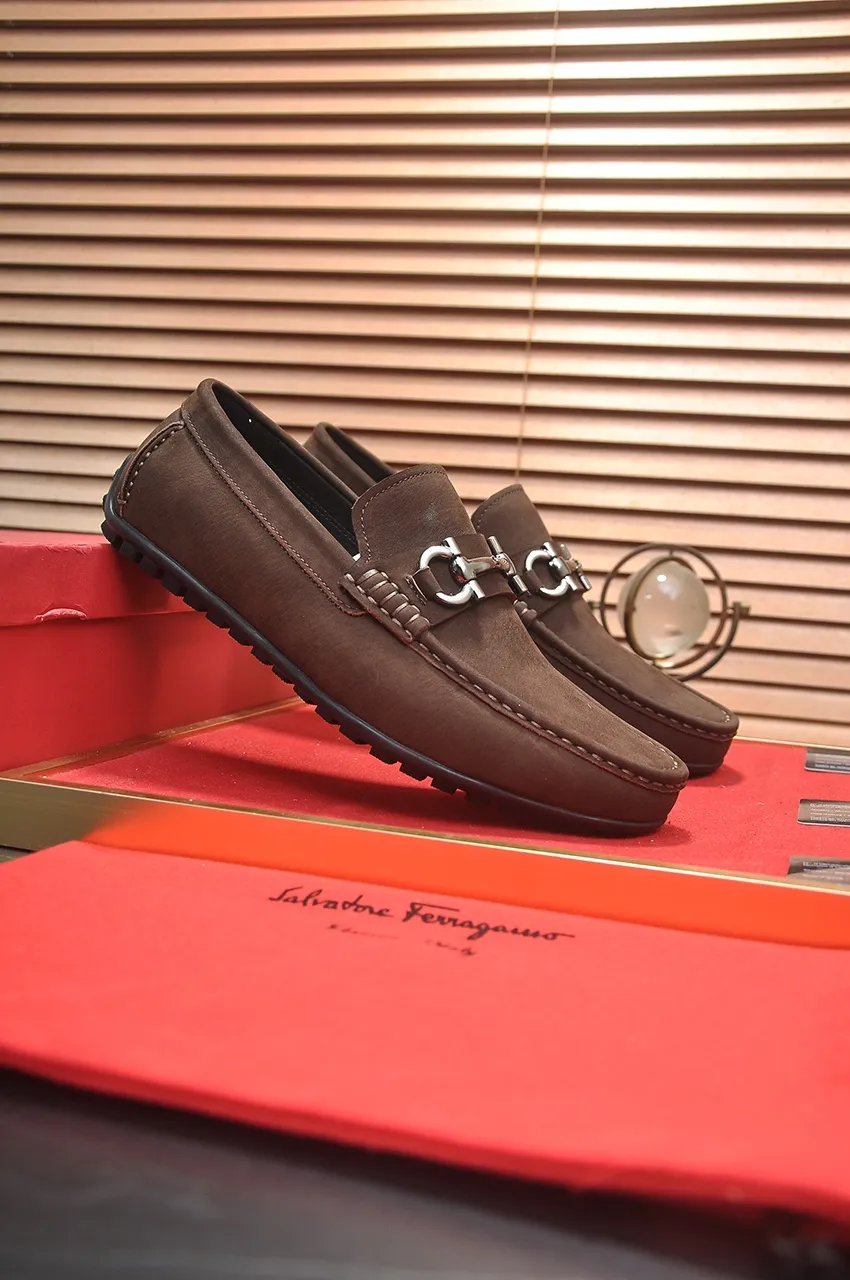 Men's shoes 💰460💶 [Ferragamo/Ferragamo] The latest model in the counter. Original imported open-sided fine cowhide hand-woven + imported 🐂 cowhide + original luxury metal buckle + original combination outsole. No pressure in comparison 38--44🎉